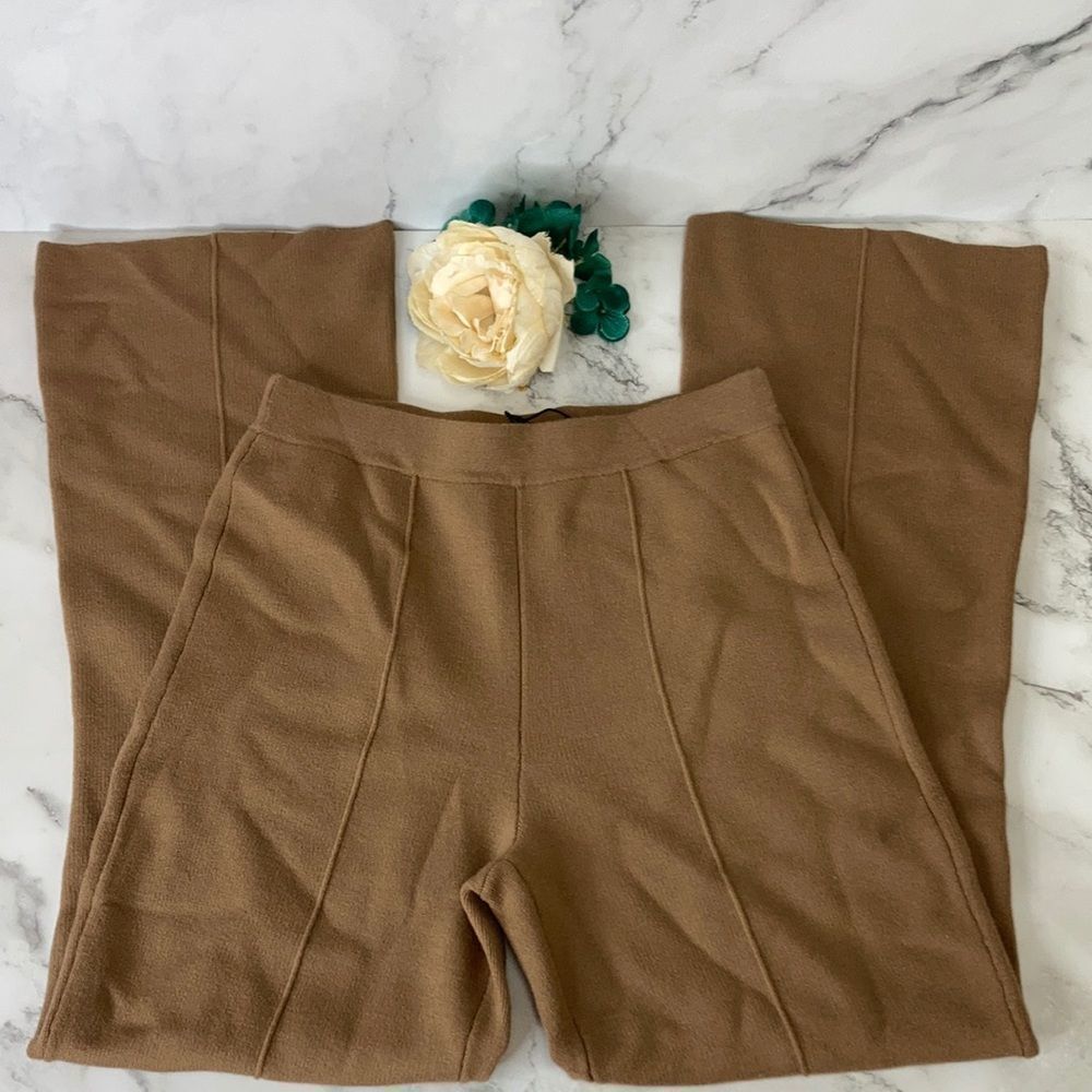 Theory Flare Empire Wool Pants in Light Camel, Size 0